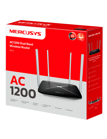 Router fără fir MERCUSYS AC12, Negru