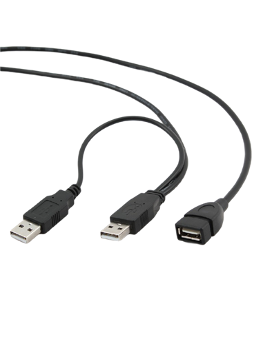 Коммуникационный кабель Cablexpert CCP-USB22-AMAF-3, 2AM/AF/USB Type-A (F), 0,9м, Чёрный