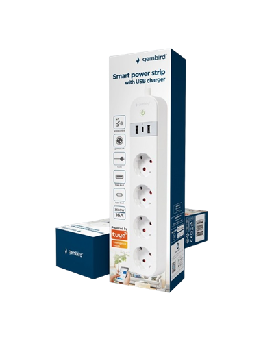 Prelungitor electric Gembird TSL-PS-S4U-01, 4 Prize, 1.5m, Alb