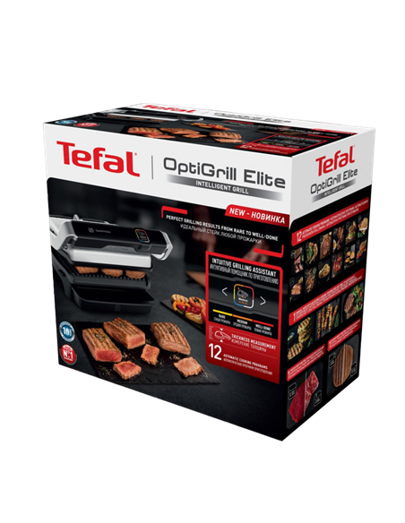 Электрический Гриль Tefal OptiGrill Elite, 2000Вт, Серебристый Электрический Гриль Tefal OptiGrill Elite, 2000Вт, Серебристый