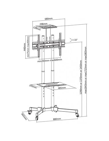 Suport TV Mobil Reflecta TV Stand 70VCE-Shelf, Negru