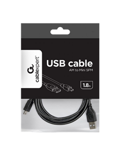 Cable de date Cablexpert CCP-USB2-AM5P-6, USB Type-A (F)/Mini-USB, 1,8m, Negru 2