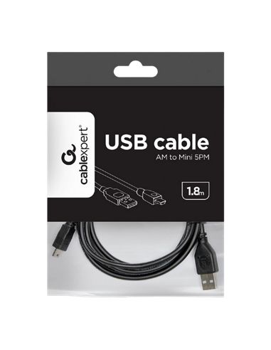 Кабель для передачи данных Cablexpert CCP-USB2-AM5P-6, USB Type-A (F)/Mini-USB, 1,8м, Чёрный