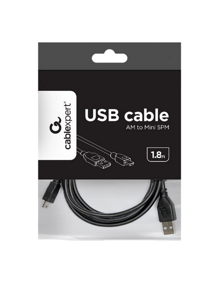 Кабель для передачи данных Cablexpert CCP-USB2-AM5P-6, USB Type-A (F)/Mini-USB, 1,8м, Чёрный