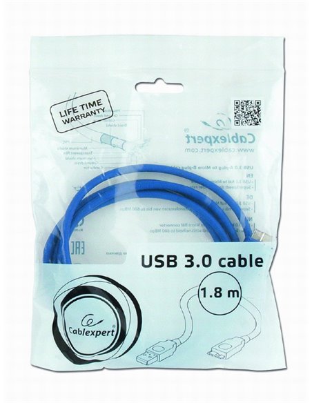 Cablu prelungitor Cablexpert CCP-USB3-AMAF-6, USB Type-A (F)/USB Type-A (M), 1,8m, Albastru