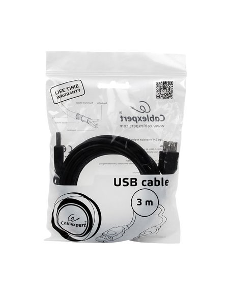 Cablu prelungitor Cablexpert CCP-USB2-AMAF-10, USB Type-A (M)/USB Type-A (F), 3m, Negru