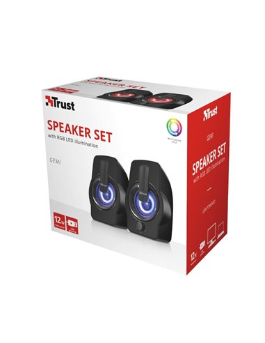 Boxe 2.0 Trust Gemi RGB Black / 12W / 3,5 AUX / USB power