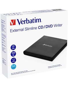 External Slimline CD/DVD Writer VERBATIM, Light Version, Portable Slim -14mm, Super-Multi CDR/RW +24x/-24x, DVDR+8x/-8x, RW+6... 2