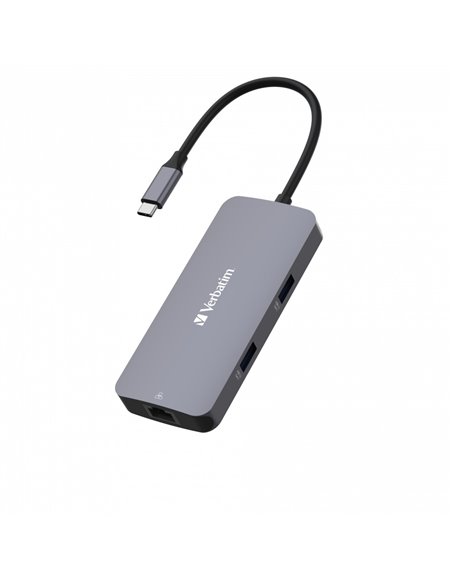 Многопортовый Адаптер Verbatim CMH-05/ USB-C/ 2xUSB-A/ 1xUSB-C (PD 100w)/ HDMI/ RJ45