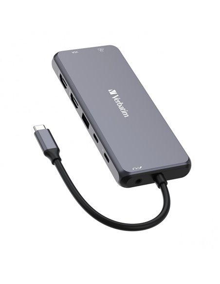 Многопортовый Адаптер Verbatim CMH-14/ USB-С/ 3xUSB-A 3.2/ 2xUSB-A/ 1xUSB-C PD(100W)/ 2xHDMI/ 1xVGA/ RJ45/ SD/ microSD