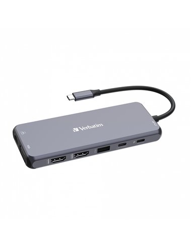 Adaptor Multiport Verbatim CMH-14/ USB-С/ 3xUSB-A 3.2/ 2xUSB-A/ 1xUSB-C PD(100W)/ 2xHDMI/ 1xVGA/ RJ45/ SD/ microSD