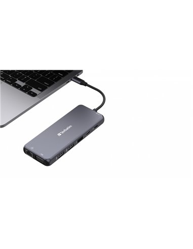 Adaptor Multiport Verbatim CMH-14/ USB-С/ 3xUSB-A 3.2/ 2xUSB-A/ 1xUSB-C PD(100W)/ 2xHDMI/ 1xVGA/ RJ45/ SD/ microSD