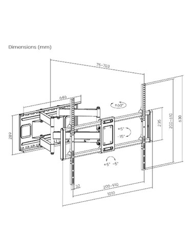 Suport pentru televizor de perete 60-120”, Gembird ”WM-120ST-01”