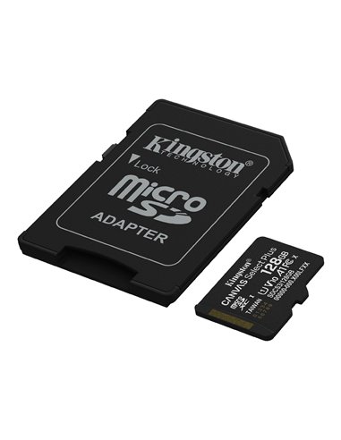 Карта памяти microSD 128GB Kingston Canvas Select Plus, 150MB/s + SD adapter