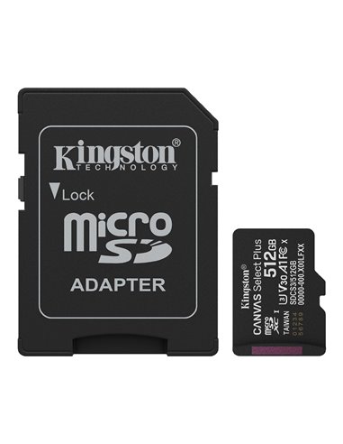 Card de memorie microSD 512GB Kingston Canvas Select Plus, 150MB/s + SD adapter