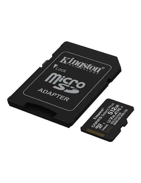 Карта памяти microSD 512GB Kingston Canvas Select Plus, 150MB/s + SD adapter