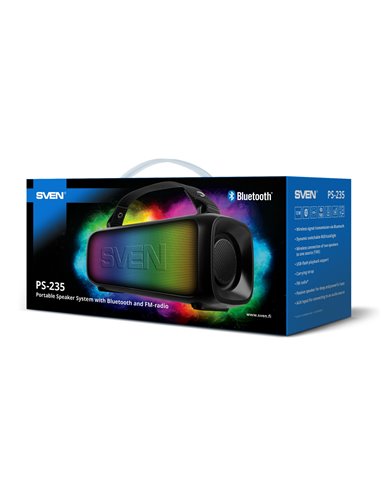 Колонка Портативная SVEN PS-235, Black / 12W / Bluetooth / FM / USB / 1500mA*h