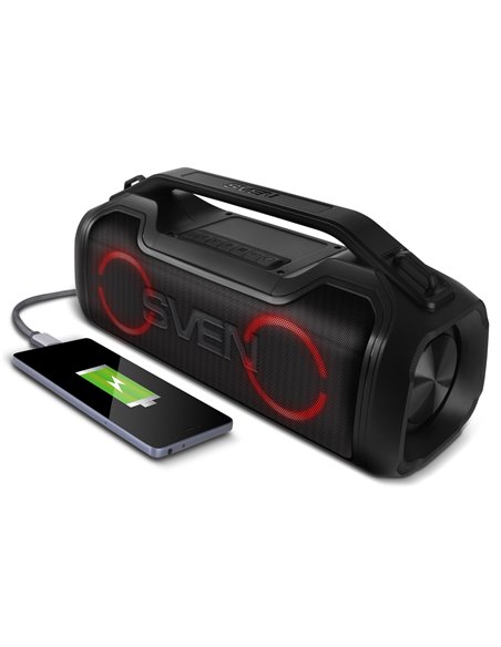 Портативная Колонка SVEN PS-390 Black / 50W / Bluetooth / FM tuner / USB / microSD / TWS