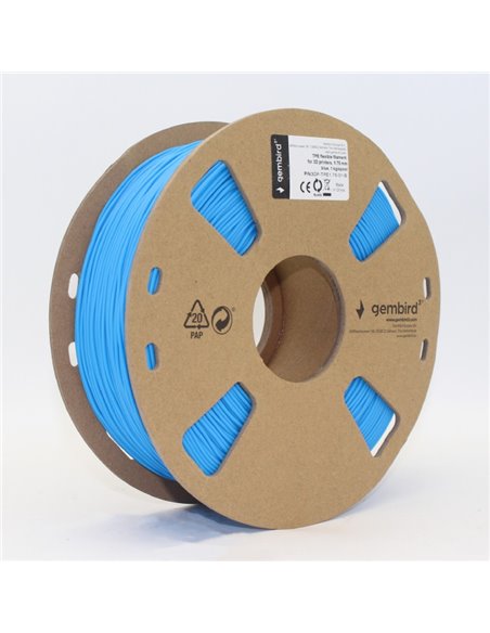 Gembird TPE flexible filament, Blue, special thermopolymer allows to obtain materials similar to rubber, 1.75mm, 1kg
