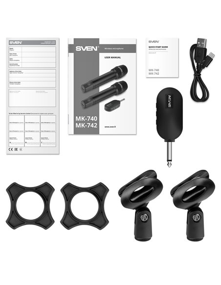 Set de doua microfoane wireless SVEN MK-742 / Wireless / Black Set de doua microfoane wireless SVEN MK-742 / Wireless / Black