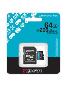 Карта памяти microSD 64GB Kingston Canvas Go Plus Gen 4, A2, up to 200MB/s, + SD adapter
