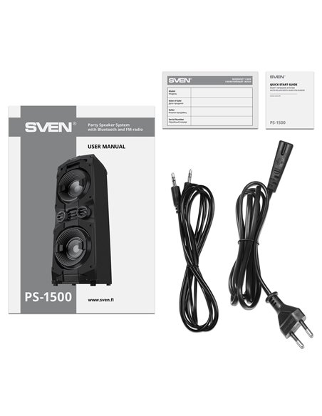 Портативная Колонка SVEN PS-1500 Black / 500W / Bluetooth / NFC / FM tuner / USB