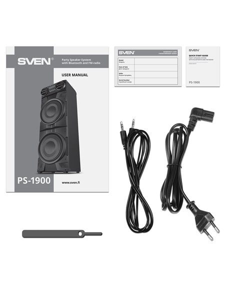 Портативная Колонка SVEN PS-1900 Black / 1000W / Bluetooth / NFC / FM tuner / USB
