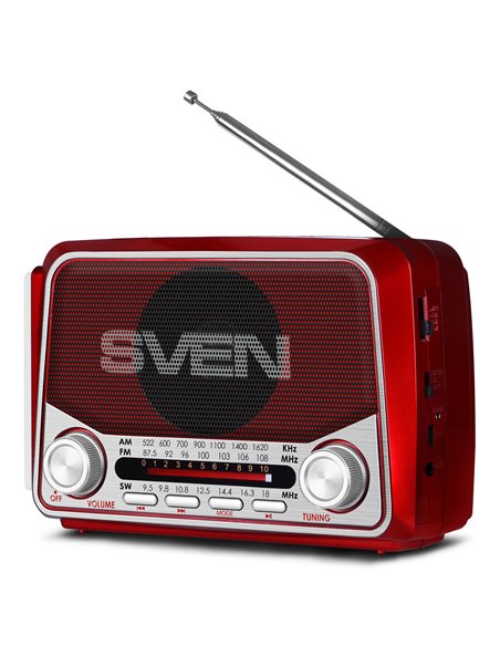 Колонка Портативная SVEN SRP-150, Red / 3W / Bluetooth / FM/AM/SW Radio / USB / microSD