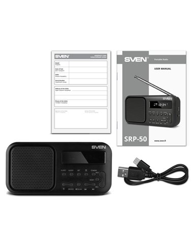 Boxa portabila SVEN SRP-50 Black / 3W / Bluetooth / FM/AM/SW Radio