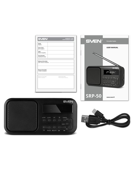 Колонка Портативная SVEN SRP-50 Black / 3W / Bluetooth / FM/AM/SW Radio