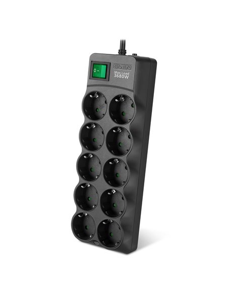 Фильтр сетевой SVEN SF-10E-16/ 10 Sockets/ 3680W/ 3.0m/ Black