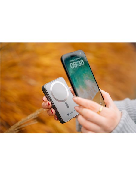Магнитный беспроводной пауэрбанк с подставкой Verbatim Charge'n'Go / 10000 mAh / Gray