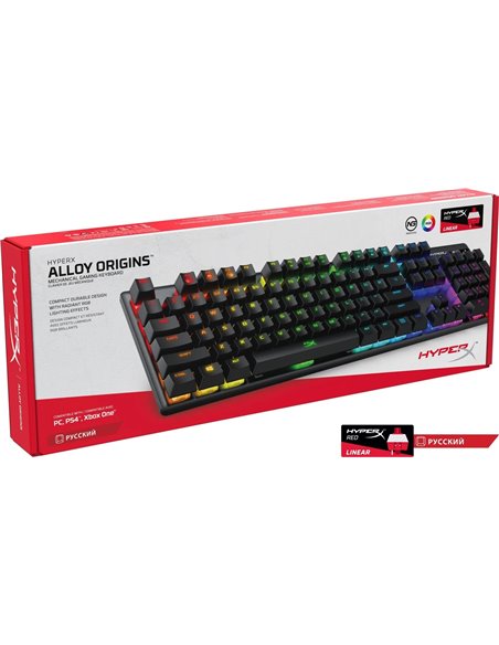 Tastatura Gaming mecanica HYPERX Alloy Origins RGB, HyperX Red key switch
