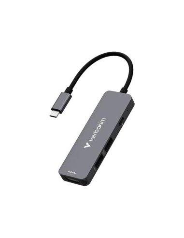 Многопортовый USB-C адаптер Verbatim Essentials/ HDMI, USB-C PD, USB-A 3.2 Gen 1, USB-A