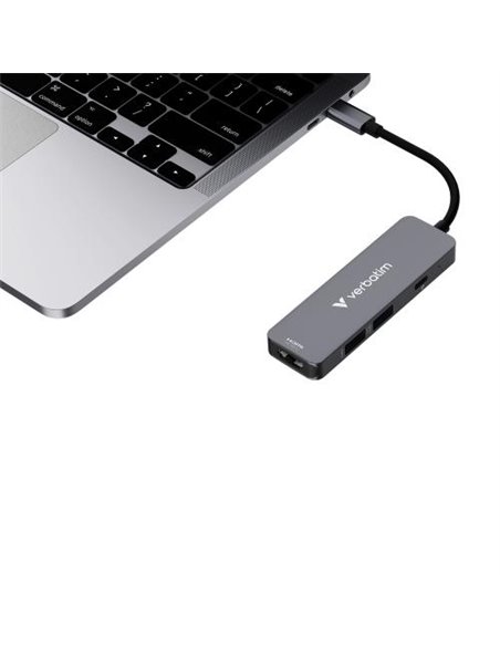 Многопортовый USB-C адаптер Verbatim Essentials/ HDMI, USB-C PD, USB-A 3.2 Gen 1, USB-A