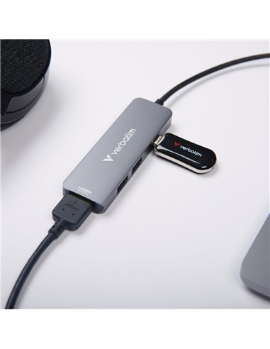 Многопортовый USB-C адаптер Verbatim Essentials/ HDMI, USB-C PD, USB-A 3.2 Gen 1, USB-A