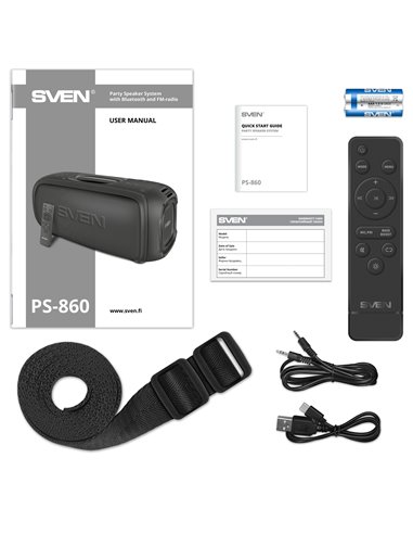 Boxa portabila SVEN PS-860 Black / 100W / Bluetooth / NFC / FM tuner / USB / microSD