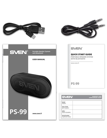 Boxa portabila SVEN PS-99, Black / 10W / Bluetooth / 1800mA*h