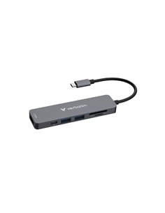 Многопортовый USB-C адаптер Verbatim Essentials/ HDMI, USB-C PD, USB-A 3.2 Gen 1, USB-A, SD & microSD