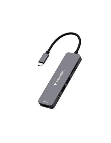 Многопортовый USB-C адаптер Verbatim Essentials/ HDMI, USB-C PD, USB-A 3.2 Gen 1, USB-A, SD & microSD