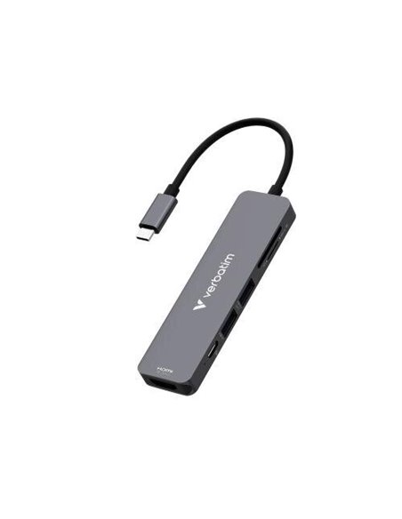 Многопортовый USB-C адаптер Verbatim Essentials/ HDMI, USB-C PD, USB-A 3.2 Gen 1, USB-A, SD & microSD