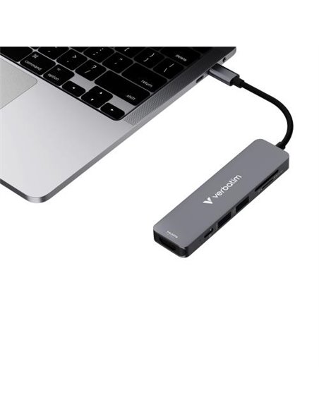 Многопортовый USB-C адаптер Verbatim Essentials/ HDMI, USB-C PD, USB-A 3.2 Gen 1, USB-A, SD & microSD