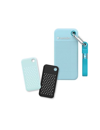 2TB Портативный SSD Verbatim Pocket, Polar Blue with 2 Rubber Sleeves (Black & Polar Blue),1000 MB/s
