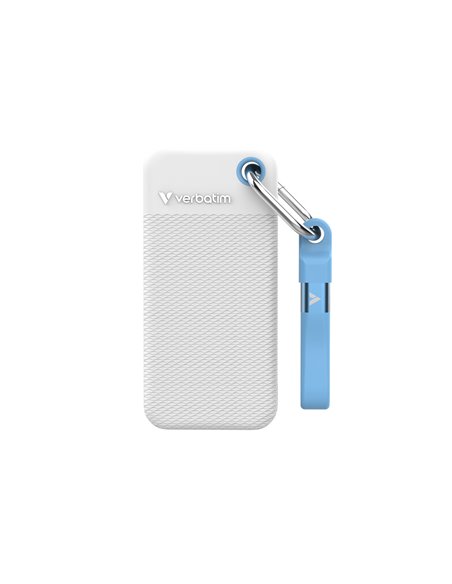 1TB Портативный SSD Verbatim Pocket, White with 2 Rubber Sleeves (White & Light Blue),1000 MB/s