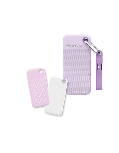 1TB SSD Portabil Verbatim Pocket, Purple with 2 Rubber Sleeves (White & Purple),1000 MB/s