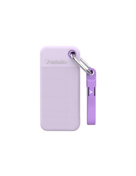 1TB SSD Portabil Verbatim Pocket, Purple with 2 Rubber Sleeves (White & Purple),1000 MB/s