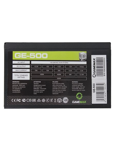 Sursă Alimentare PC Gamemax GE-500, 500W, ATX, Nemodular