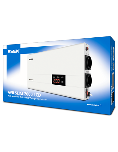 Стабилизатор напряжения SVEN SLIM AVR-2000 LCD, 2000VA