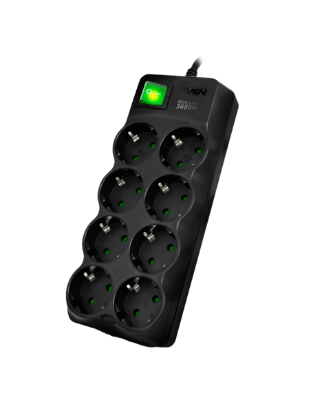 Prelungitor electric SVEN SV-021603, 8 Prize, 1,8m, Negru