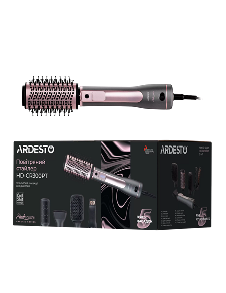 Фен-щётка Ardesto HD-CR300PT, 1200Вт, Серый | Розовый